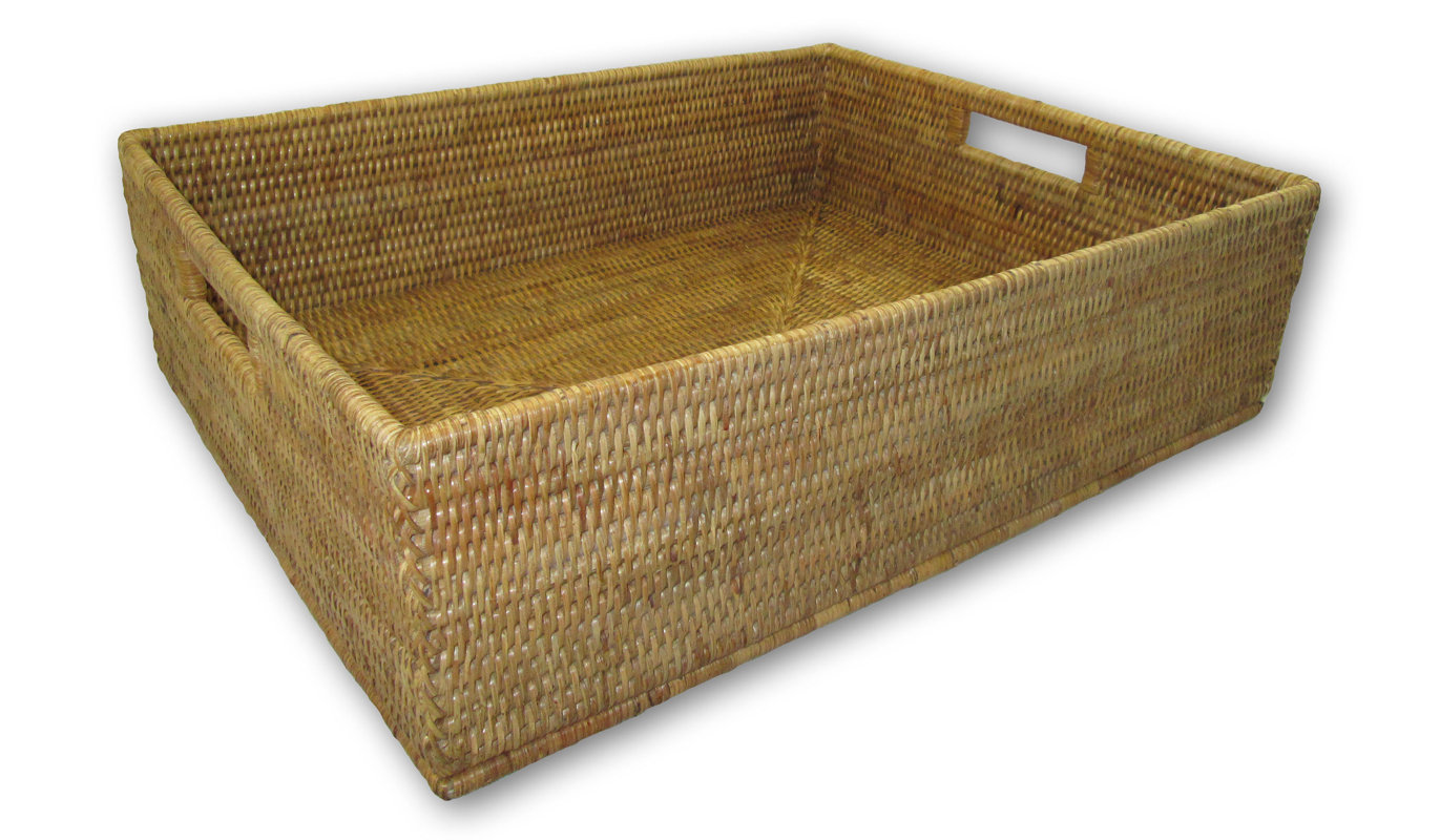 artifacts trading Rattan Rectangular Basket with Cutout Handles